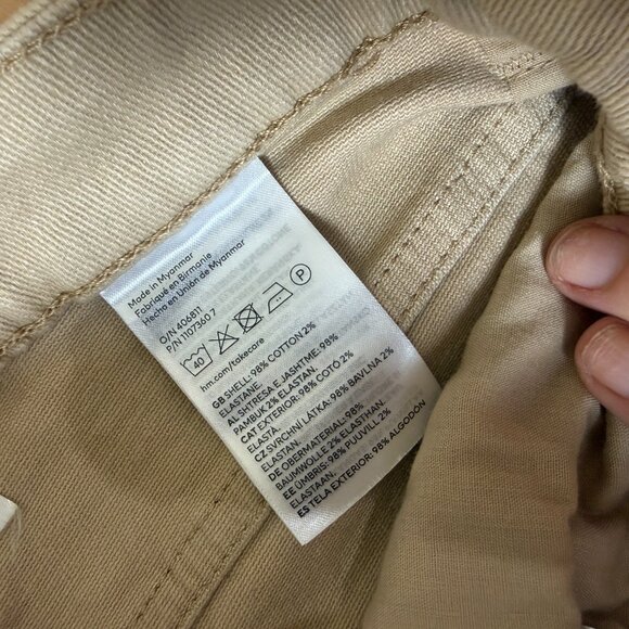 H&M Divided Tan Wide Leg Denim Jeans Chino's Pants Size 6 Stretch - Picture 6 of 8